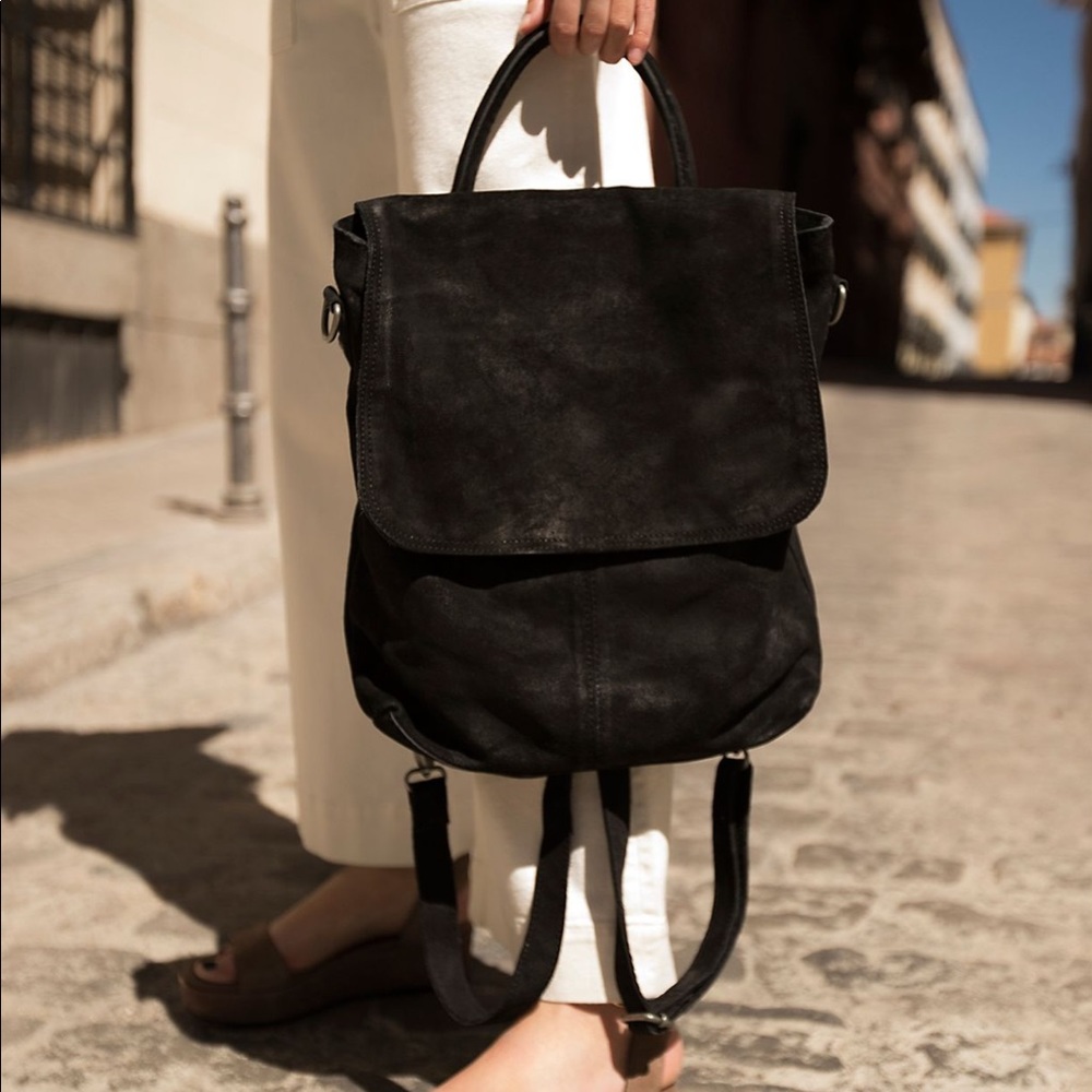 Free People Black Suede Backpack